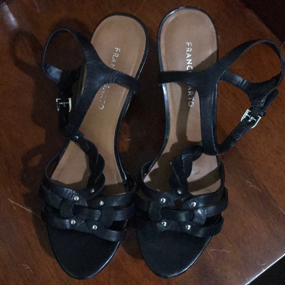 FRANCO SARTO - Black Cork Wedge Sandals